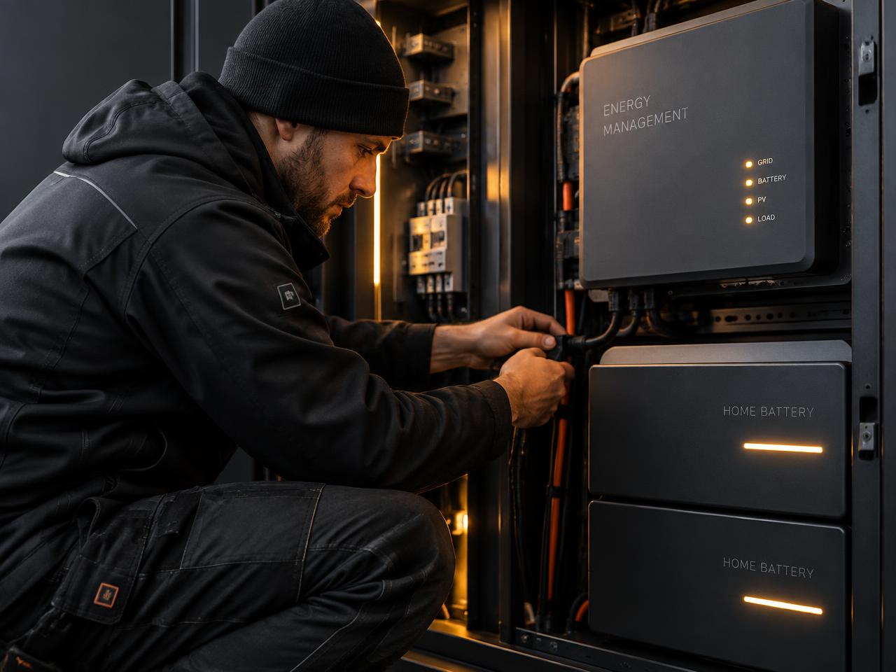 Installateur werkt aan een technische installatie